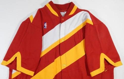 1989-90 Atlanta Hawks Alexnder Volkov 8 Játék Használt Piros bemelegítés Kabát, Nadrág 3 - NBA Játék Használt
